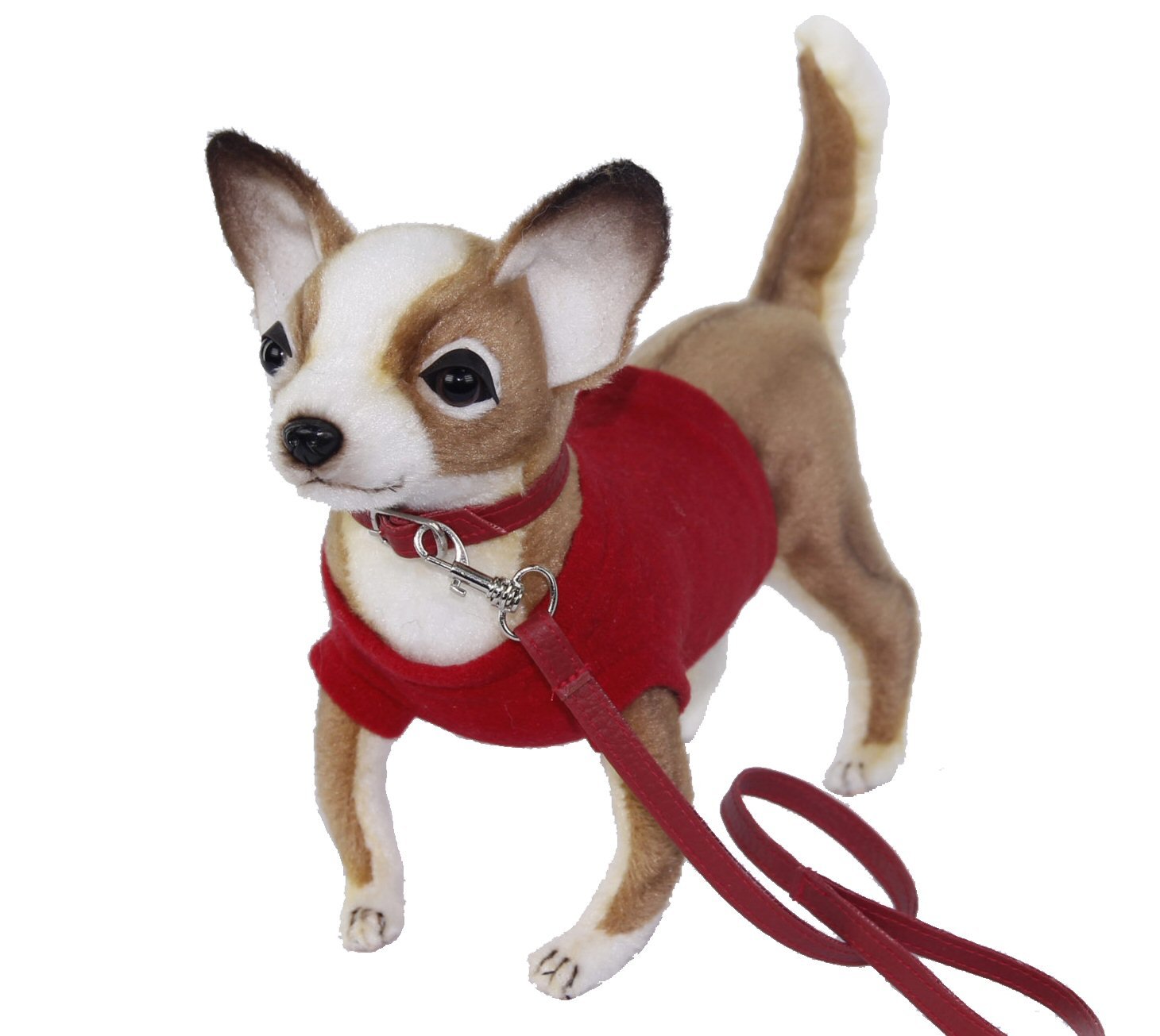 Soft Toy Chihuahua Dog with Yellow Shirt & Red Lead (24cm) 7548