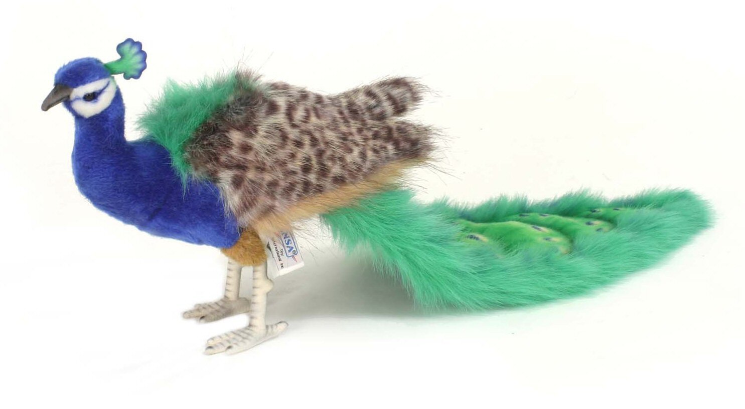 Soft Toy Bird, Peacock by Hansa (24cm) 5433 | Lincrafts