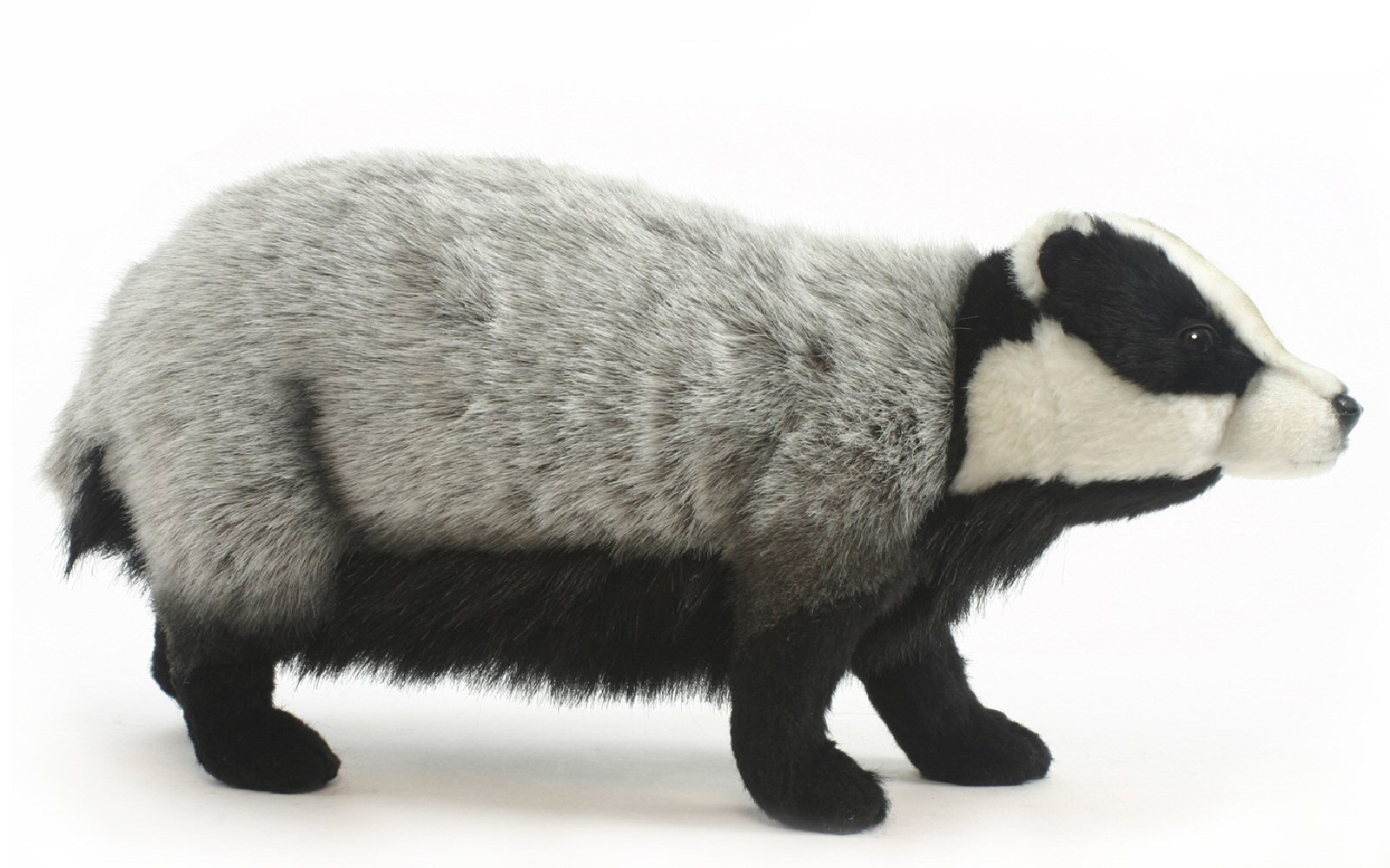 Set of 2 Black & White Handcrafted Plush Badger Stuffed Animals 17.5