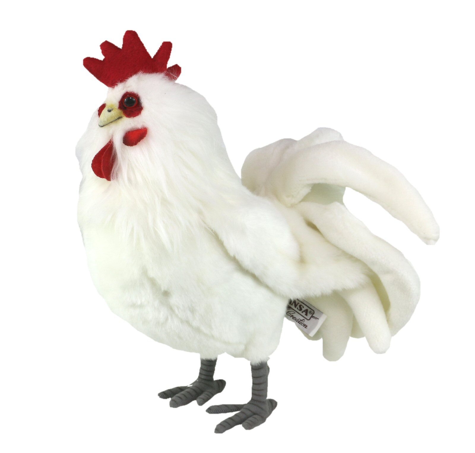 Soft Toy Bird, Rooster White by Hansa (32cm.H) 7222 | Lincrafts