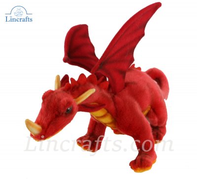 Soft Toy Red Dragon by Hansa (30cm) 5937 | Lincrafts