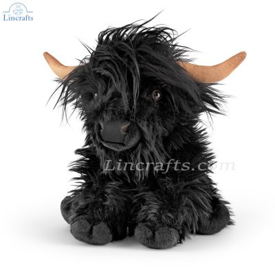 Soft Toy Highland Cow, Black with Sound, by Living Nature (23cm) AN648