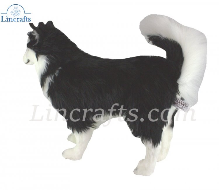 Hansa Toys 5046 Life Size Husky Dog - Black and Beige